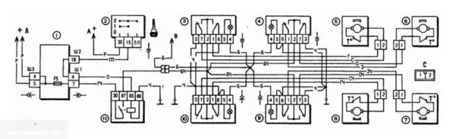 Схема стеклоподъёмников на Лада Калина
