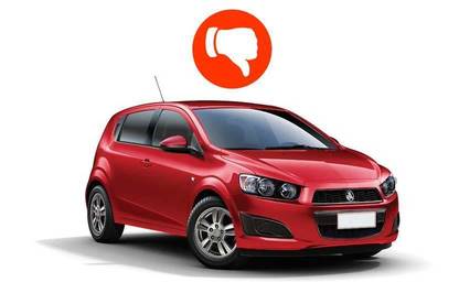 Red Holden Barina.