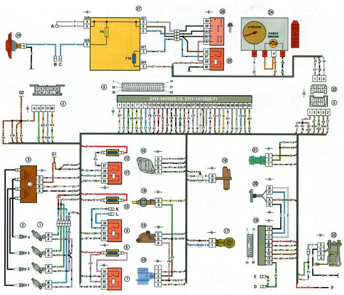 проводка ваз 2114 схема подключения 