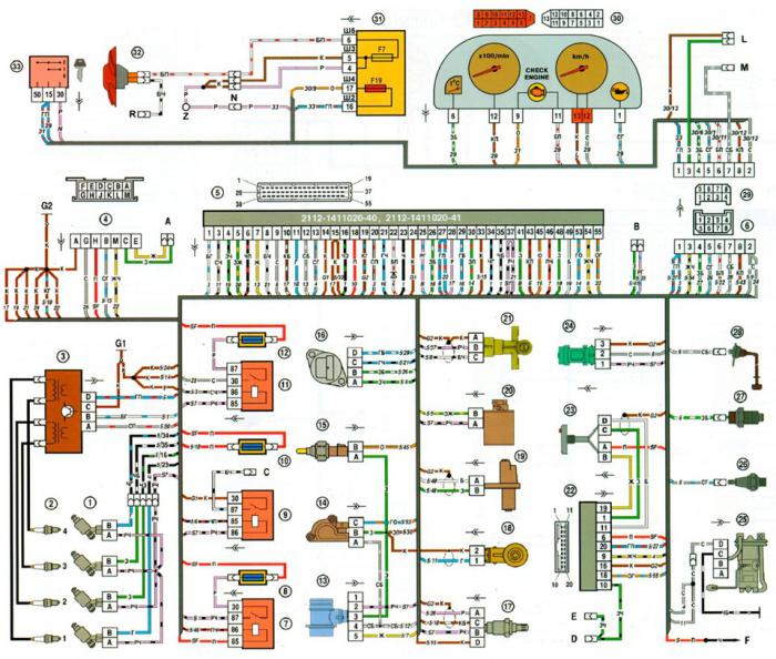схема проводки эбу ваз 2114