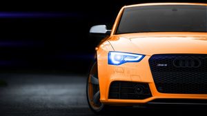 Превью обои audi rs5, audi, бампер, фары, свет