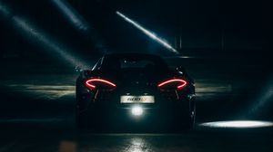 Превью обои mclaren, спорткар, фары, темный