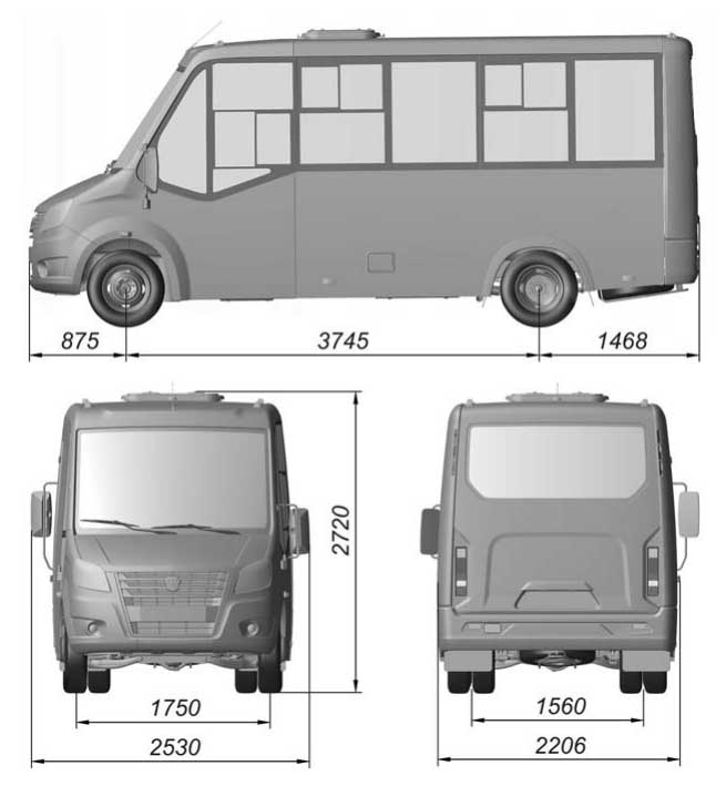 Автобус Газель Next на базе цельнометаллического фургона