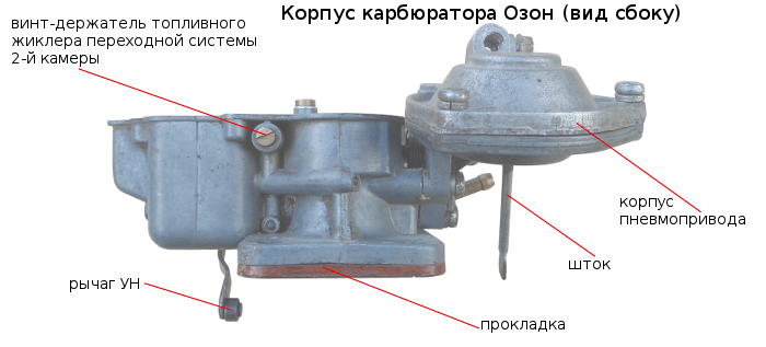 корпус карбюратора Озон бок