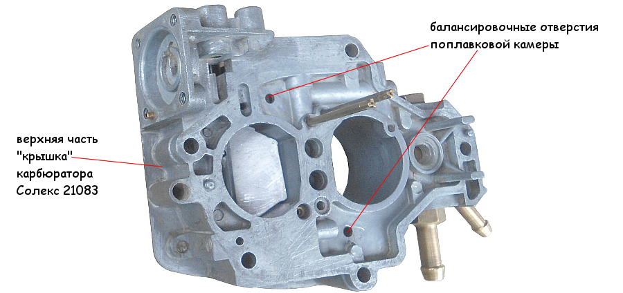 балансировочные отверстия поплавковой камеры карбюратора Солес 21083