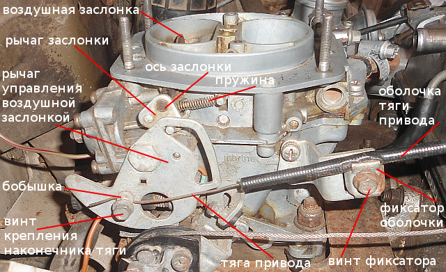 детали привода воздушной заслонки Солекс