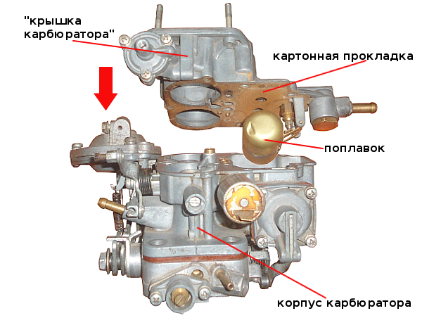 присоединяем крышку к карбюратору Озон