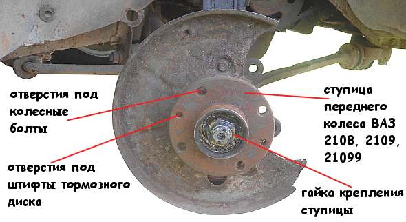 ступица переднего колеса ВАЗ 2108, 2109, 21099